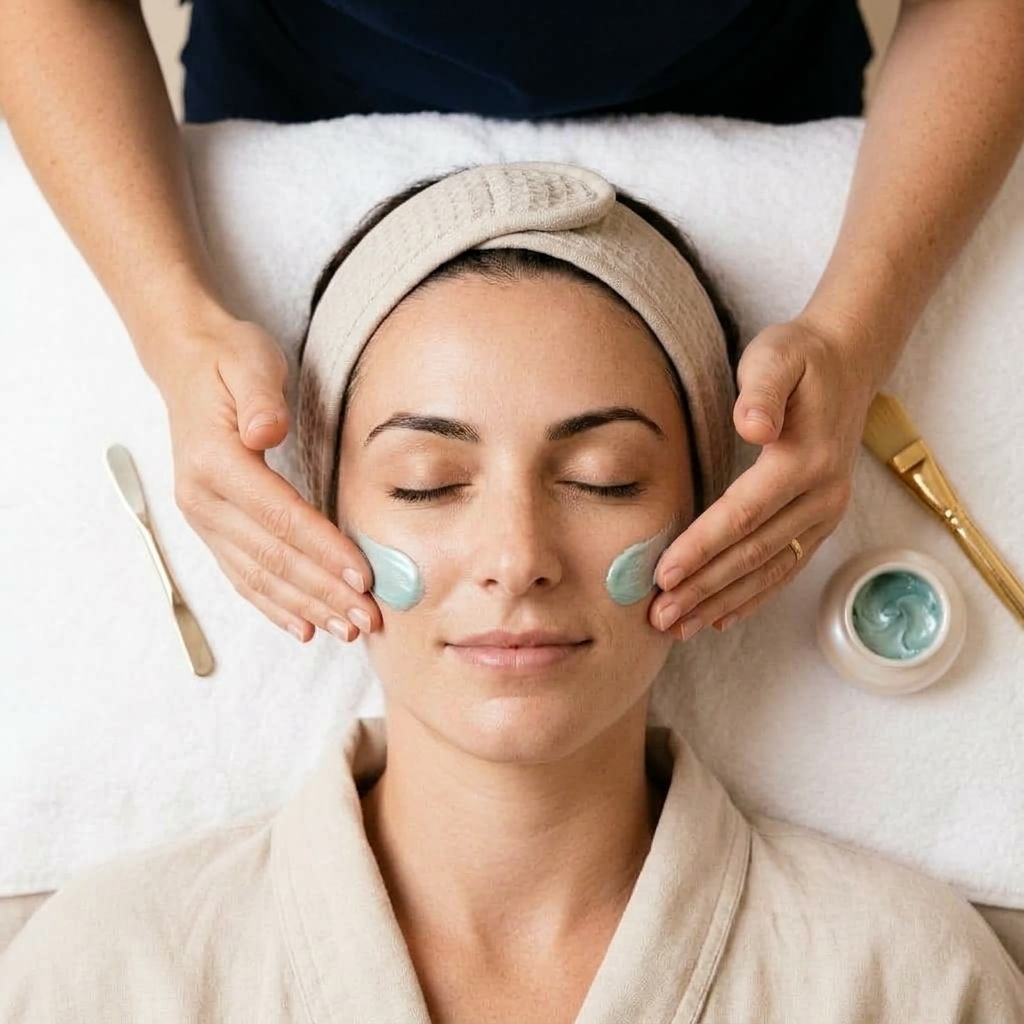 Rituel de massage et masque pour soin du visage à Lausanne avec les produits Thalgo